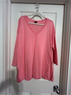 Talbots Pink Cotton V-Neck Sweater